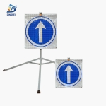 Reflective Tripod Warning Sign - One Way Go Straight Reflective Tripod Folding Warning Sign